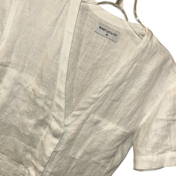 Rivet Utility Los Angeles White linen romper shorts jumpsuit XS - Picture 3 of 7
